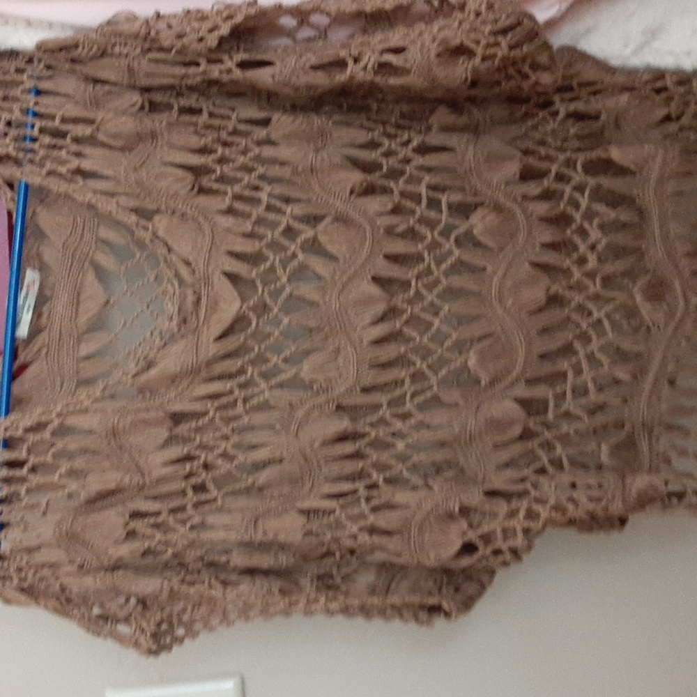 Crocheted cotton see-through topper